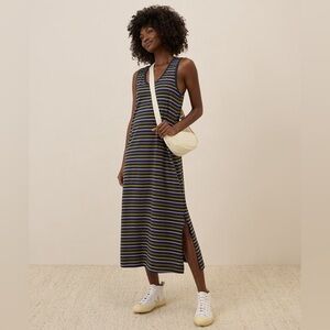 PACT Softspun Tank Midi Dress La Jolla Stripe Organic Cotton L